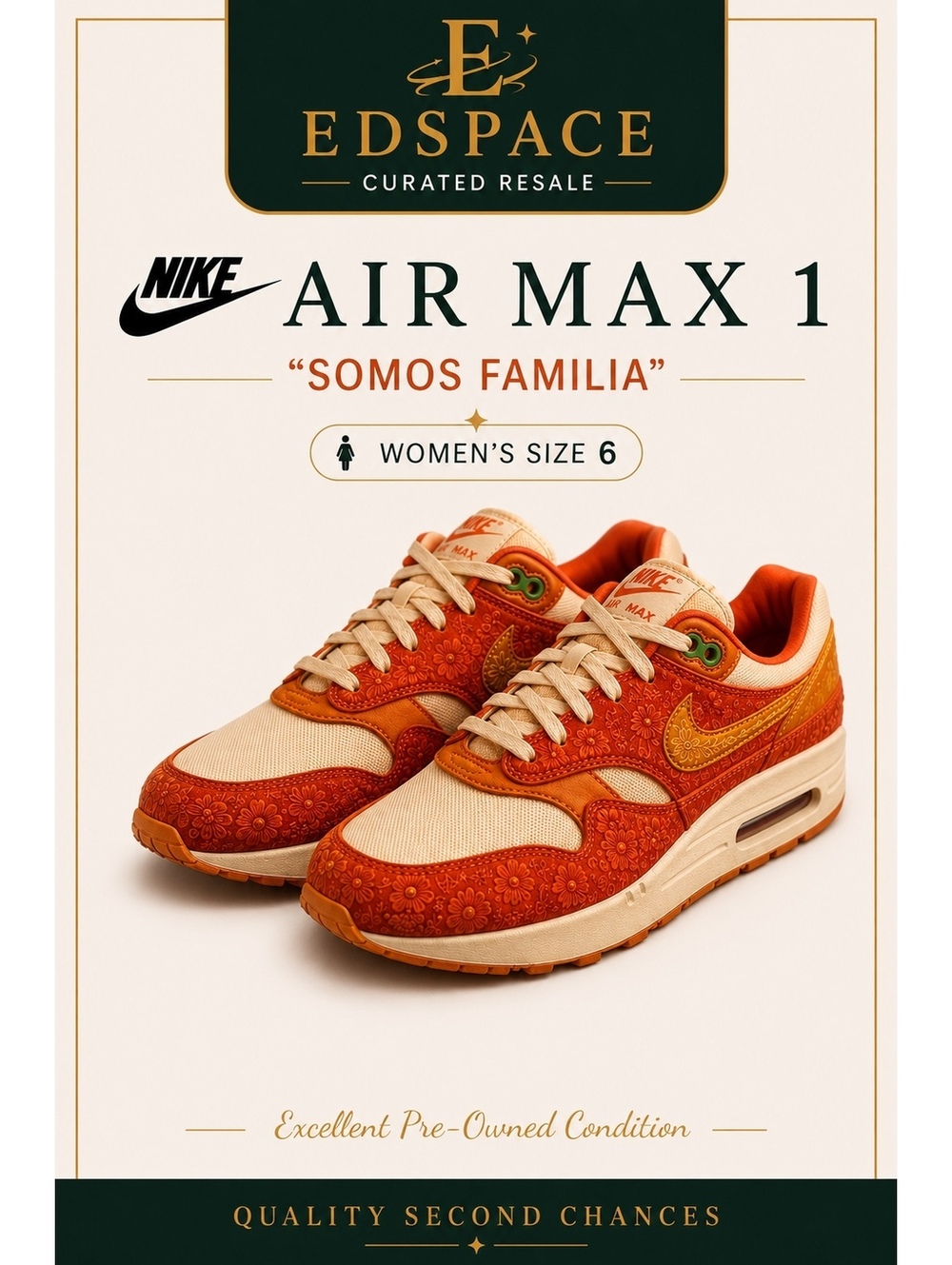 Nike Air Max 1 Somos Familia Día de los Muertos Women’s Size 6